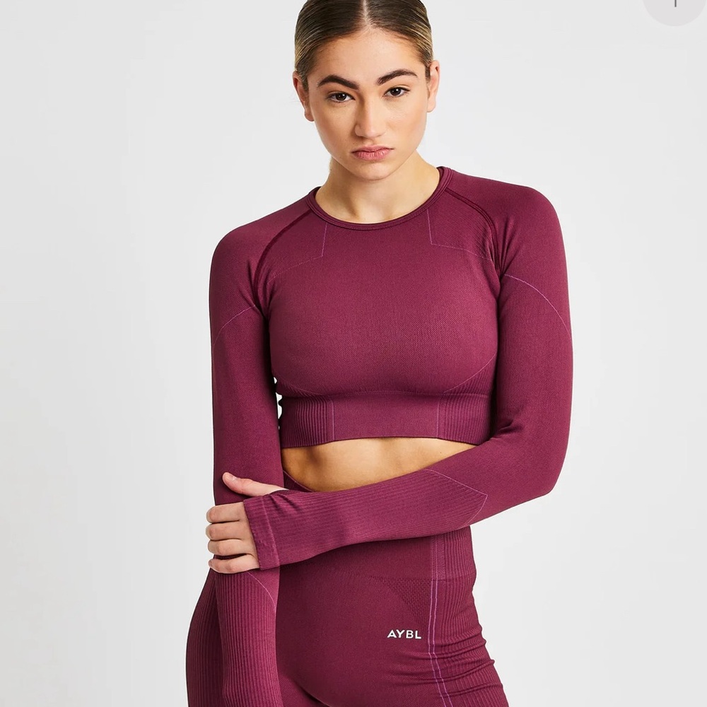 NWT Set - AYBL Reflex Seamless Leggings & Crop Top Matching Set - Plum